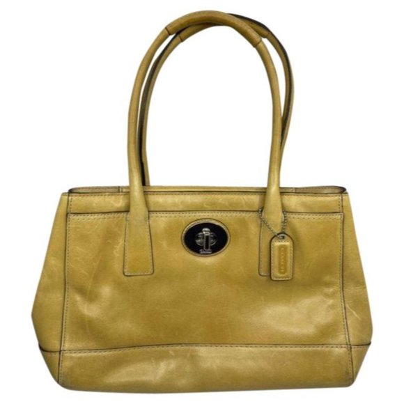 COACH Medium/ Large Leather Gold Shoulder Bag - Picture 1 of 16